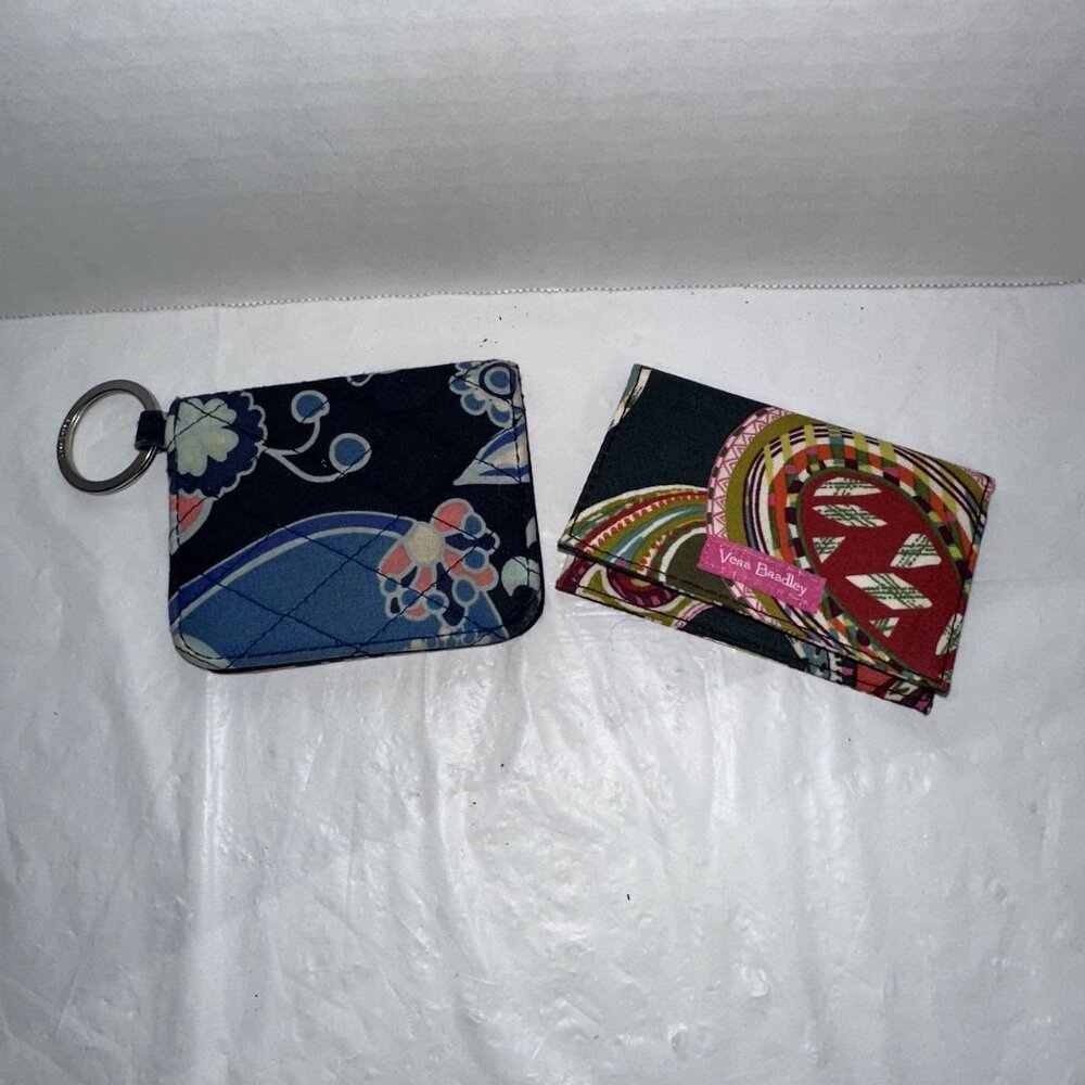 Vera Bradley Floral & Paisley Wallet Set With Key Ring Compact Design